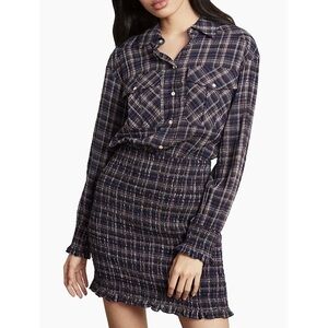 NWT! Veronica Beard Melnar Plaid Mini Dress Navy Blue Multi $495